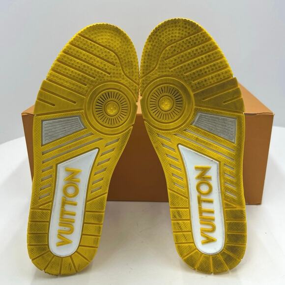 Louis Vuitton Calfskin Monogram Trainer Sneakers Custom Yellow/White 44/US 10.5 - Picture 7 of 12
